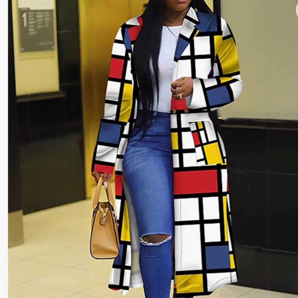 Woman’s Colored Geo Trench Coat